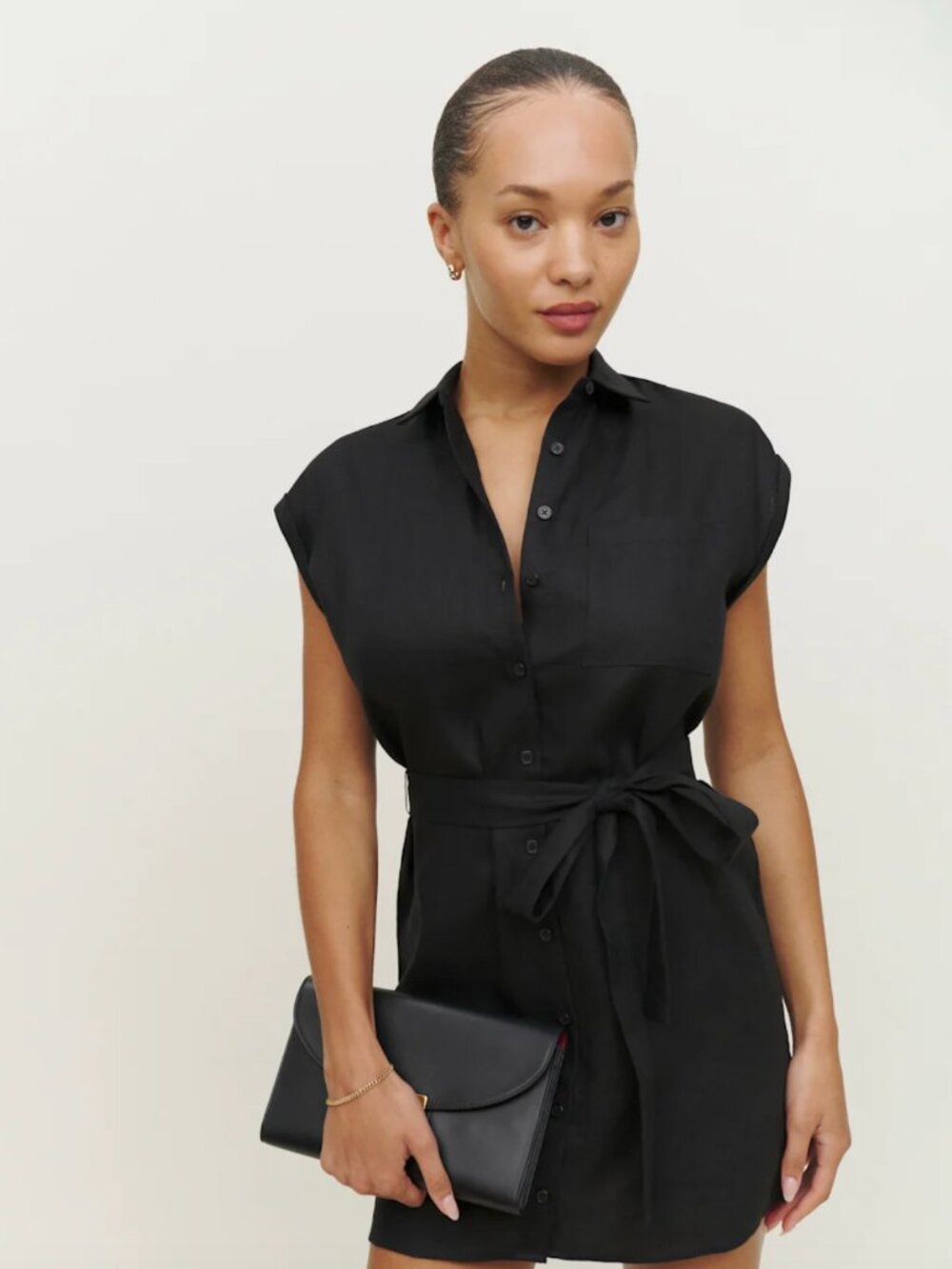 Reformation Aero Linen Belted Shirt Dress XS